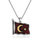 Silver Turkish Flag Necklace